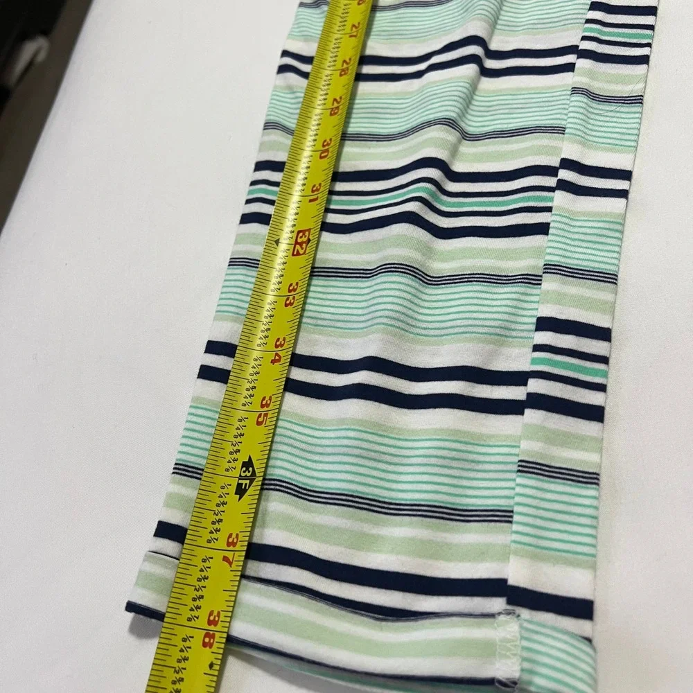 Jasmine & Ginger Womens Pajama Pants‎ Medium Green Navy Striped Cotton S62PJ300